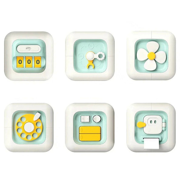 Cubo Montessori 6 em 1 – Brinquedo Educativo Sensorial para Habilidades Motoras de Bebês