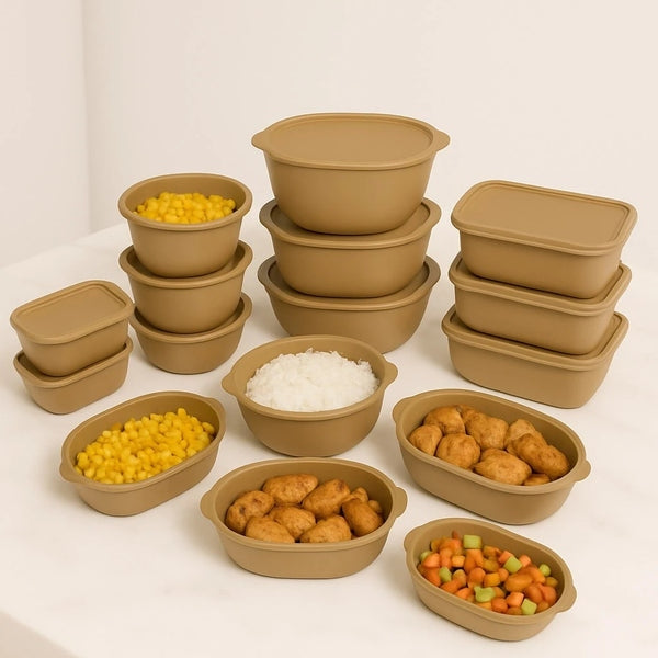 Kit 15 Potes Herméticos de Plástico com Tampa – Empilháveis e Resistentes para Armazenar Alimentos