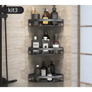 Kit 3 Suportes Organizadores de Shampoo – Prateleira de Banheiro Sem Furo em Alumínio Space Premium