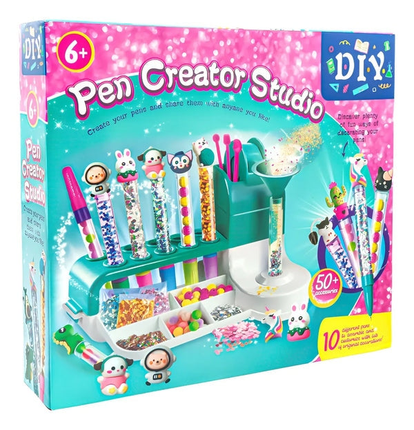 Kit de Artesanato Infantil DIY – Estúdio Criativo para Fazer Canetas de Areia Mágica com 50+ Acessórios Educativos