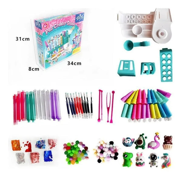 Kit de Artesanato Infantil DIY – Estúdio Criativo para Fazer Canetas de Areia Mágica com 50+ Acessórios Educativos