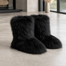 Bota Feminina Pele De Raposa Peluda Inverno 1
