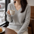 Pulover Feminino Caxemira Decote V Rendado Inverno 8